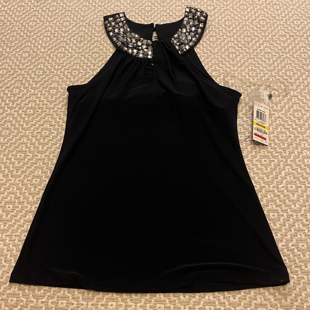 Navy sleeveless top jewel neck sz medium/small NWT
